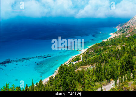 Luftaufnahme von Lefkada Coast Beach, Griechenland Stockfoto