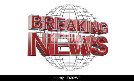 Breaking News - Welt Welt Hintergrund - 3D-Darstellung Stockfoto