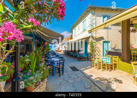 Restaurant und Taverna in Agios Nikitas, Lefkas, Griechenland Stockfoto