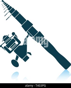 Ikone des gebogenen Angelgerät. Schatten-Reflexion-Design. Vektor-Illustration. Stock Vektor