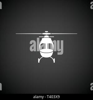 Hubschrauber Symbol Vorderansicht. Schwarzer Hintergrund mit weißem. Vector Illustration. Stock Vektor