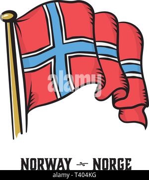 Vintage Gravur stil Norwegen Flagge Vector Illustration Stock Vektor