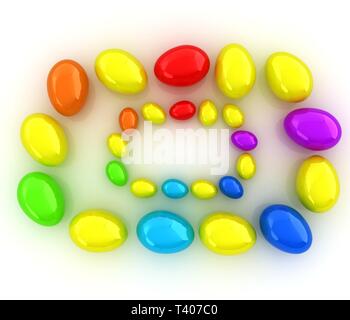 Bunte eier auf weißem Hintergrund Stockfoto