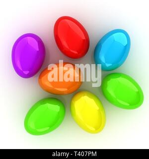 Bunte eier auf weißem Hintergrund Stockfoto