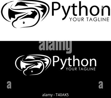 Schwarz python logo Vorlage. Schwarz python Monogramm Stock Vektor