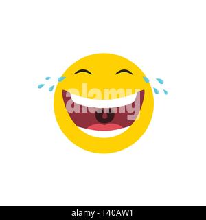 Lachend emoticon mit Tränen der Freude. Vector Illustration. Stock Vektor