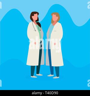 Paar professionelle Arbeiter zeichen Vector Illustration Design Stock Vektor