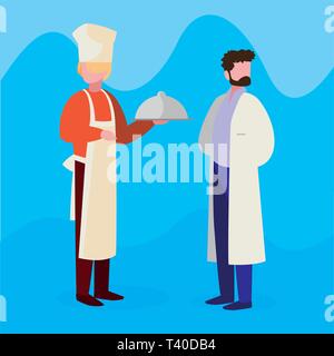 Paar professionelle Arbeiter zeichen Vector Illustration Design Stock Vektor