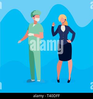 Paar professionelle Arbeiter zeichen Vector Illustration Design Stock Vektor