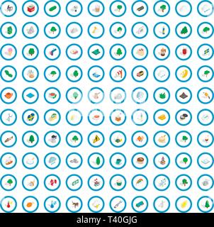 100 Stockholm Icons Set, isometrischen 3d Stil Stock Vektor