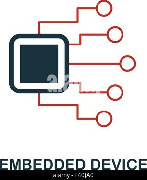 Embedded Device Icon in zwei Farben Design. Rot und Schwarz Stil Elemente von Machine Learning icons Collection. Kreative embedded Device Symbol. Für Web Stock Vektor