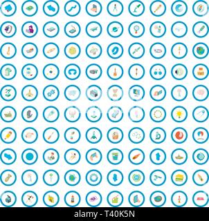 100 Wissenschaft Icons set, cartoon-Stil Stock Vektor