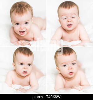 Collage eines neugeborenen Babys Emotionen Stockfoto