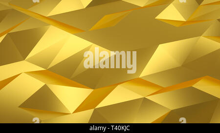 Triangle polygon Formen Hintergrund. 3D-deco geometrische Gold. 3D-Rendering. Stockfoto