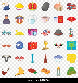 Welt Tourismus Symbole, Cartoon Stil Stock Vektor