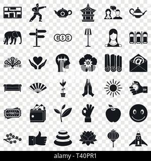 Yoga Lehrer Symbole gesetzt, einfachen Stil Stock Vektor