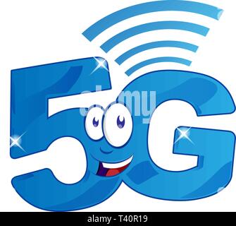 5G Internet Netzwerk Charakter Cartoon. clip art Vector Illustration Stock Vektor