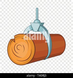 Hydraulischer Kran mit Log-Symbol, Cartoon-Stil Stock Vektor