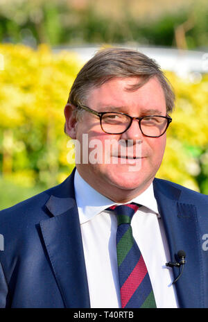 Mark Francois MP (Con: Rayleigh und Wickford) auf College Green, Westminster, 13. März 2019 Stockfoto