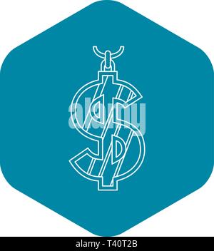 Dollar Symbol, outline Style Stock Vektor