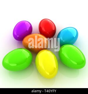 Bunte eier auf weißem Hintergrund Stockfoto