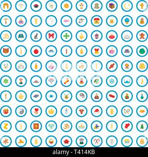 100 Religion Icons set, cartoon-Stil Stock Vektor