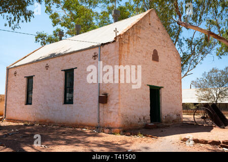 Ansicht der Hermannsburger lutherischen Kirche in NT Outback Australien Stockfoto