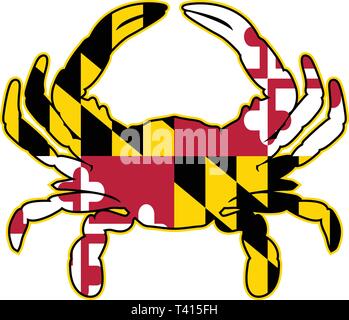 Maryland Flagge Crab isoliert Vector Illustration Stock Vektor