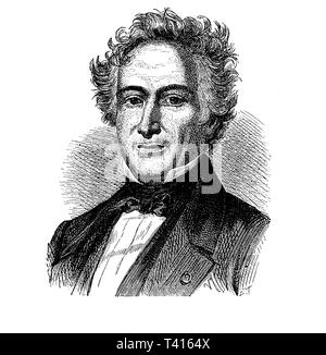 Gravur Portrait von Michel Eugène Chevreul (1786 - 1889) französischer Chemiker mit einer Vielzahl von wissenschaftlichen Arbeiten, von der Entdeckung des margaric Säure mit der Alterung des menschlichen Körpers und die Klassifikation von Farben. Stockfoto