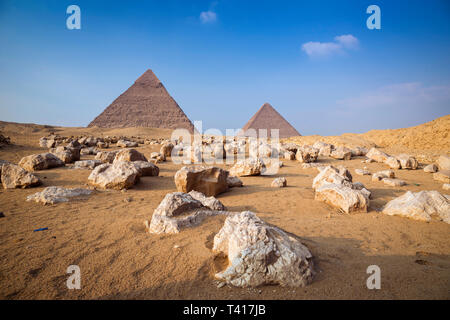 Pyramiden von Gizeh, Kairo, Ägypten Stockfoto