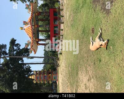 KO Chang, Thailand - 10 april, 2018: Die chinesischen buddhistischen Tempel Chao Por Koh Chang Heiligtum auf der asiatischen Insel Stockfoto