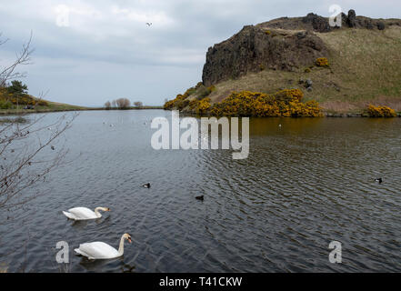 Dunsapie Loch in Holyrood Park, dem Edinburgh. Stockfoto