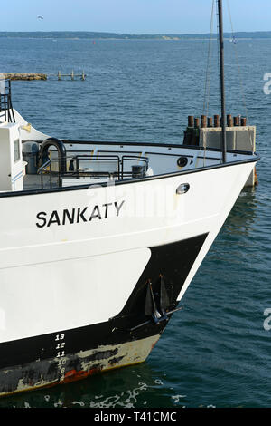 Martha's Vineyard Ferry Sankaty am Hafen von Woods Hole in Falmouth, Massachusetts, USA. Stockfoto