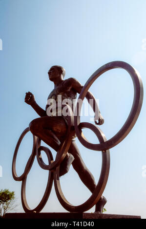 Alabama Oakville Jesse Owens Memorial Park, öffentliches Land, Erholung, Olympiade 1936 4, Goldmedaillen-Statue, öffentliche Kunstwerke, Gedenkstätte, öffentliche Kunstwerke, Li Stockfoto