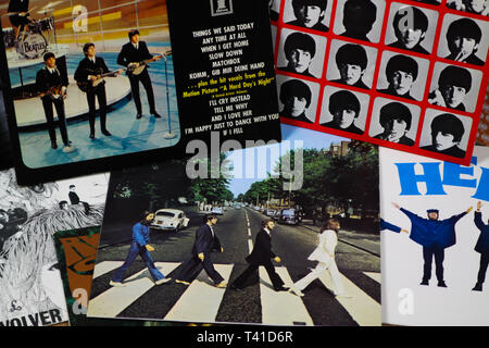 VIERSEN, Deutschland - 10 März. 2019: Blick auf die Sammlung von Beatles Schallplatten Stockfoto