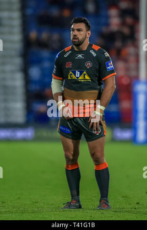 11. April 2019, John Smiths Stadion, Huddersfield, England; Betfred Super League, Runde 10, Huddersfield Riesen vs Castleford Tiger; Mt Cook von Castleford Tiger während des Spiels Credit Craig Milner/News Bilder Stockfoto