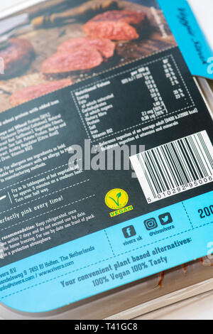 Vivera veggie steak Paket mit vegan Anlage gegründete Label. Großbritannien Stockfoto