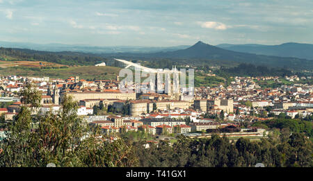 Santiago de Compostela Blick von oben. Camino de Santiago pilgern Schicksal Stockfoto