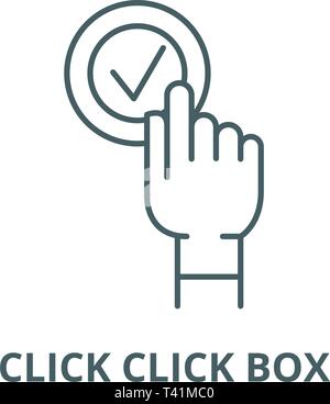 Klicken Sie auf Klicken Sie auf das Symbol Leitung, Vektor. Klicken Sie auf Klicken Sie hier, Zeichen, Symbol, Abbildung Stock Vektor