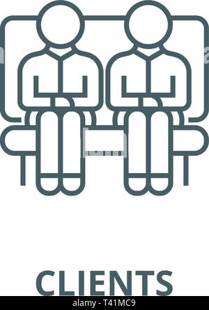 Kunden, zwei Männer auf dem Sofa, Partner Symbol Leitung, Vektor. Kunden, zwei Männer auf dem Sofa, Partner outline Zeichen, Symbol, Abbildung Stock Vektor