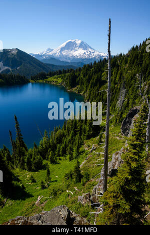 Mt Rainier und alpine See der Cascade Mountains Stockfoto