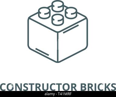 Konstruktor Ziegel Symbol Leitung, Vektor. Konstruktor Ziegel Umrisse Zeichen, Symbol, Abbildung Stock Vektor