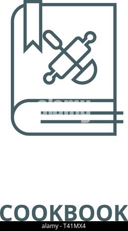 Kochbuch, Rezeptbuch Symbol Leitung, Vektor. Kochbuch, Rezeptbuch Umrisse Zeichen, Symbol, Abbildung Stock Vektor