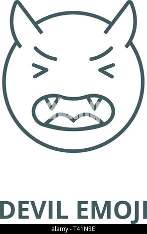 Teufel emoji Symbol Leitung, Vektor. Teufel emoji Umrisse Zeichen, Symbol, Abbildung Stock Vektor