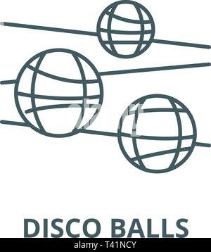 Disco Bälle Symbol Leitung, Vektor. Disco Bälle Umrisse Zeichen, Symbol, Abbildung Stock Vektor