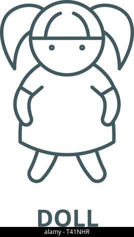 Puppe Symbol Leitung, Vektor. Puppe Umrisse Zeichen, Symbol, Abbildung Stock Vektor