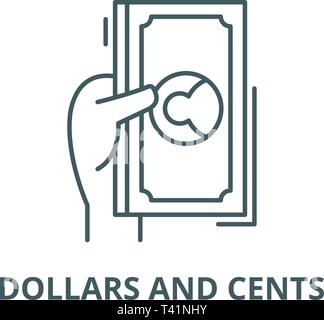 Dollar und Cent Symbol Leitung, Vektor. Dollar und Cent Umrisse Zeichen, Symbol, Abbildung Stock Vektor