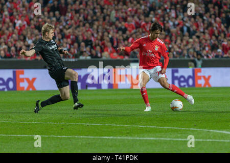 April 11, 2019. Lissabon, Portugal. Benfica ist aus Portugal Joao Felix (79), die in Aktion im Spiel der UEFA Europa League, Viertelfinale, SL Benfica vs Eintracht Frankfurt © Alexandre de Sousa/Alamy leben Nachrichten Stockfoto