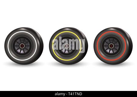 Rennen auto Reifen. Vector Illustration auf weißem Hintergrund Stock Vektor