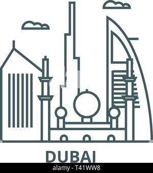 Dubai Symbol Leitung, Vektor. Dubai Umrisse Zeichen, Symbol, Abbildung Stock Vektor